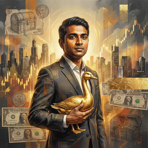 Modern Portrait of Financial Success with Golden Goose
