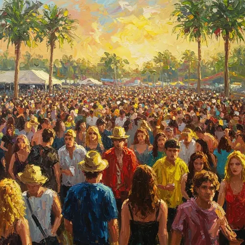 Vibrant Festival Scene in Abstract Art