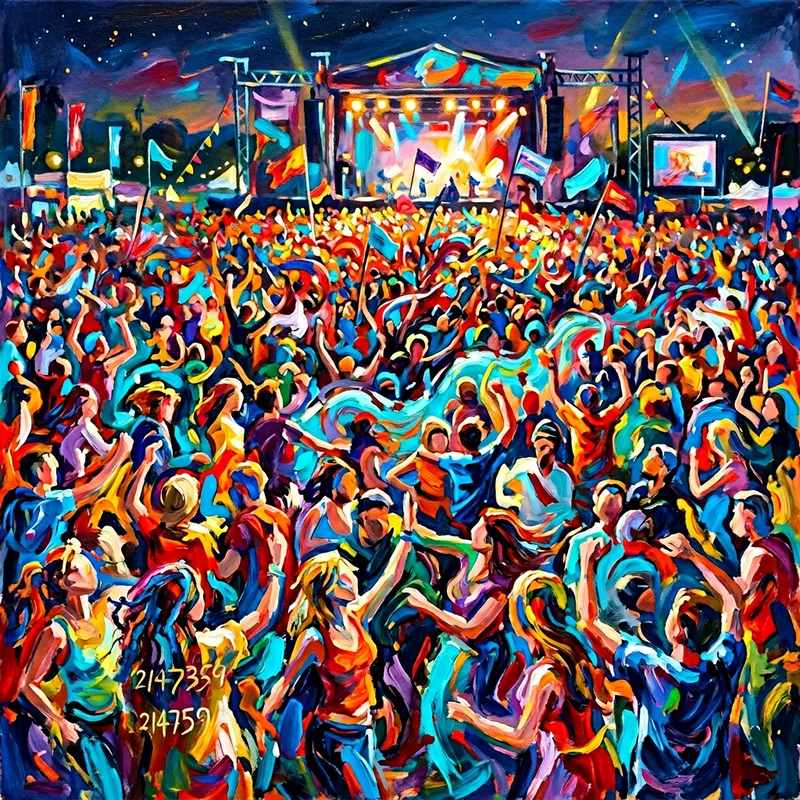 Vibrant Festival Scene in Abstract Art Vibrant Festival Scene in Abstract Art