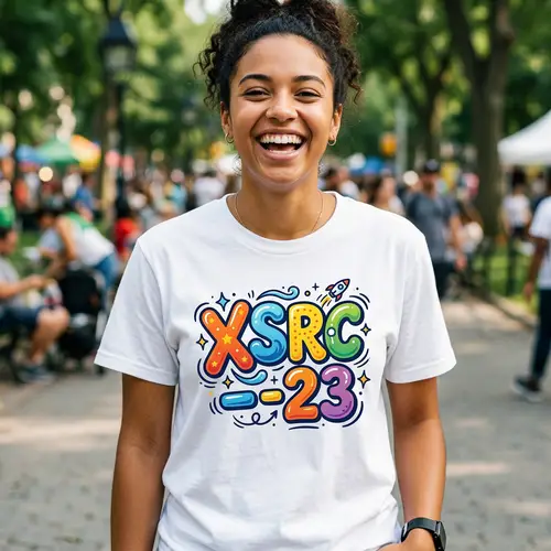 Playful & Vibrant 'XSRC-23' Cartoon-Style T-shirt Design