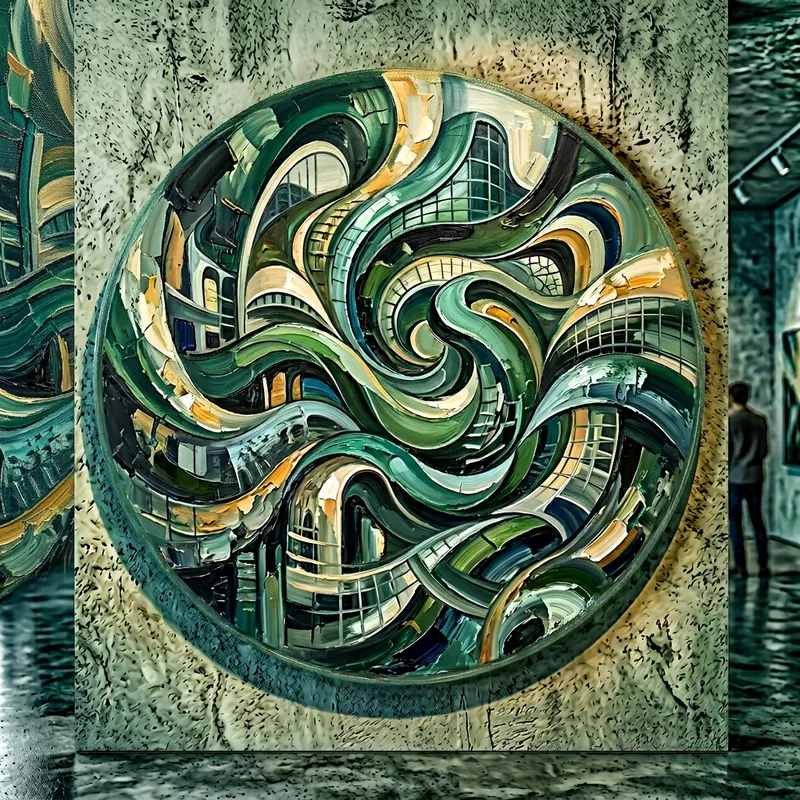 Organic Architecture Abstract Art - Dark Green Shades