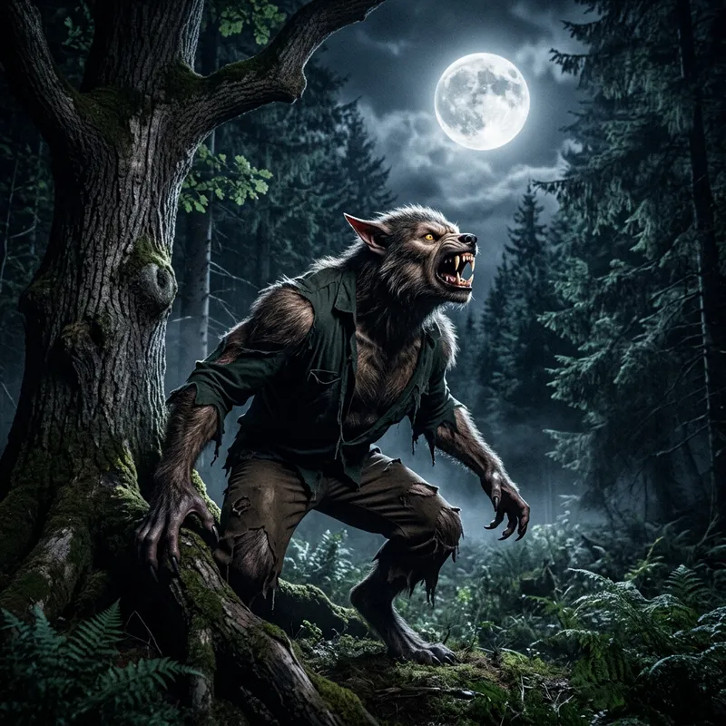 Werewolf Transformation Under Full Moon - Mythical Creatures