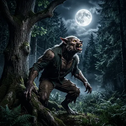 Werewolf Transformation Under Full Moon - Mythical Creatures