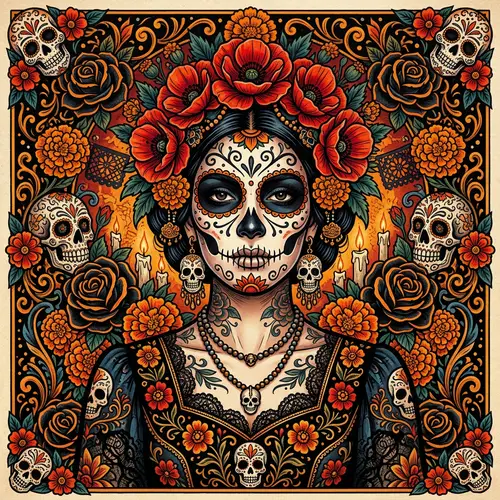 Elegant Day of the Dead Woman - Gothic Art