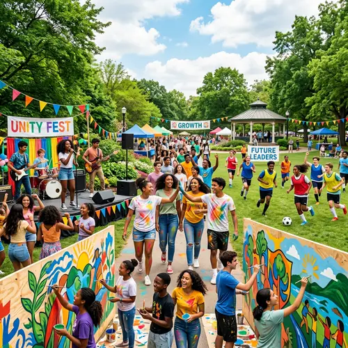 Outdoor Youth Event with Multiracial Teens - Positive Vibes