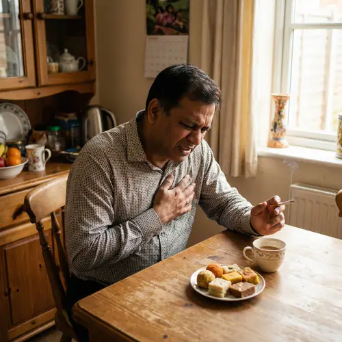 South Asian Man Suffering Heart Attack - Domestic Scene