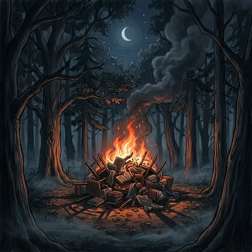 Haunting Nocturnal Woods: A Burning Enigma