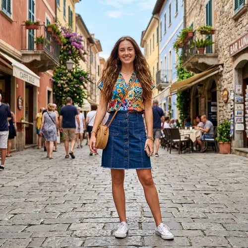 Stylish 20-Year-Old Girl in Colorful Outfit