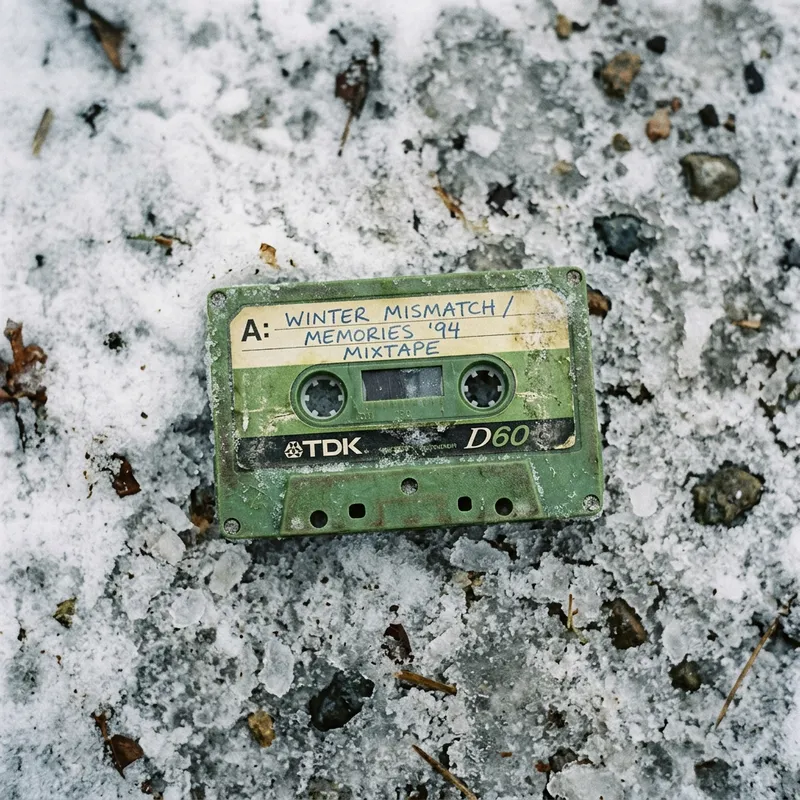 Nostalgic Green Cassette in Melancholic Setting