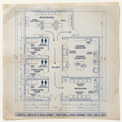 Hospital Check-Up Procedure Blueprint - Layout for Efficient Patient Care