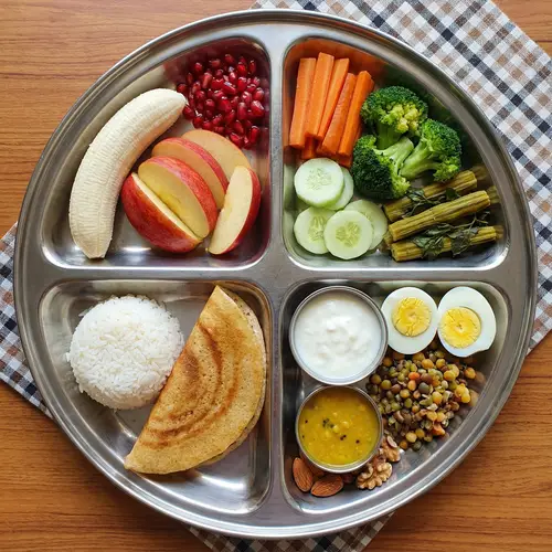 Indian Balanced Meal Plate with Four Sections