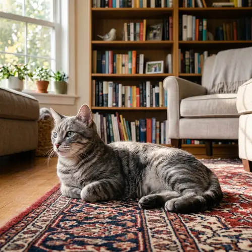 Beautiful American Shorthair Cat Basking in Sunlight