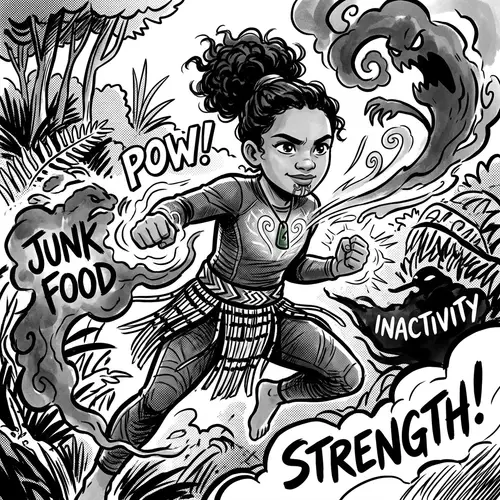 Brave Maori Girl Warrior for Health | Bold Imaginative Graphics