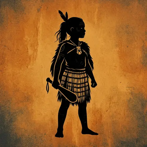 Young Maori Warrior Silhouette Artwork