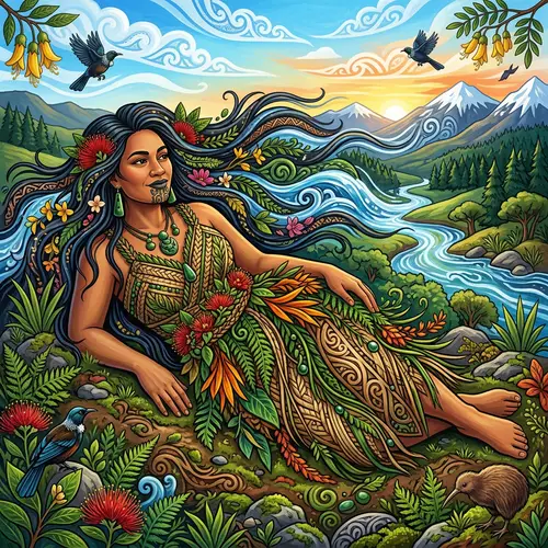 Papatūānuku Full-Body Image: Māori Mythology Tribute