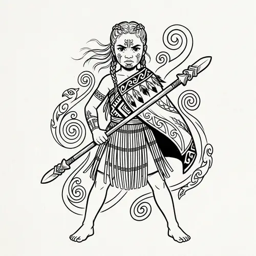 Young Maori Girl Warrior: Bold & Resilient | Traditional Art