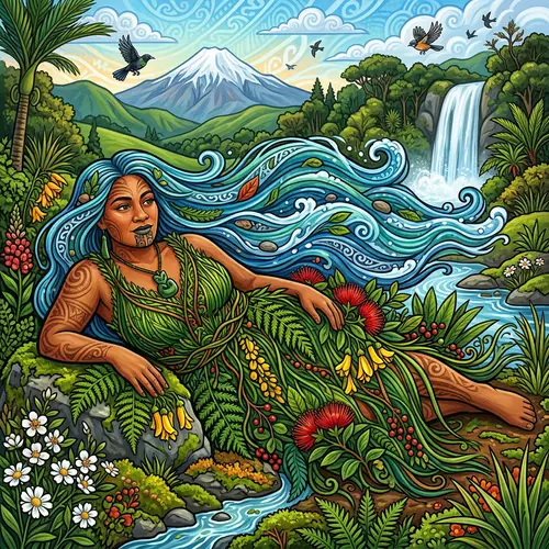 Papatūānuku Earth Mother Digital Painting T-shirt Design