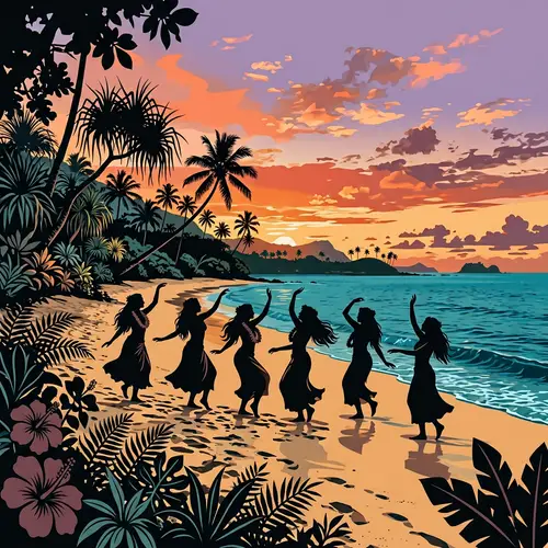 Polynesian Women Silhouette: Intricately Designed Image