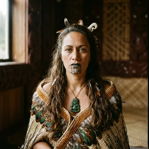 Fine Art Portrait of Maori Woman with Long Brown Hair