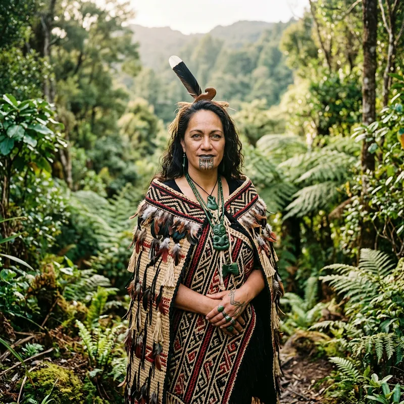 Maori Woman in Traditional Attire: Cultural Fine Art Portrait Maori Woman in Traditional Attire: Cultural Fine Art Portrait
