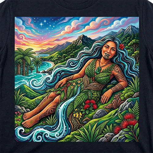 Vibrant & Colorful Painting of Papatūānuku - Māori Earth Mother
