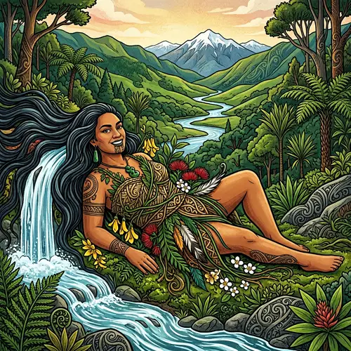 Māori Woman - Earth Embodiment Illustration