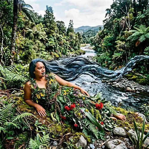Papatuanuku Maori Earth Mother: Nature Dress, Water Hair