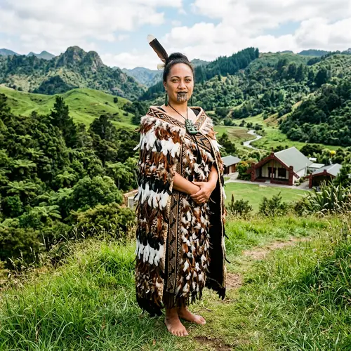 Proud Maori Woman Adorned in Traditional Attire