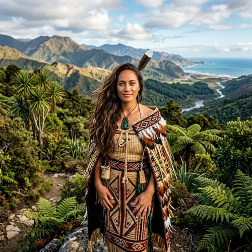 Maori Woman in Traditional Attire - Cultural Heritage Image