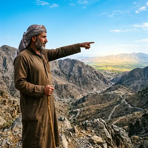 Middle-Eastern Man Pointing Towards Distant Horizon | Desire and Distance