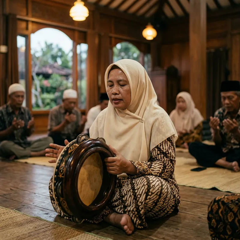 Islamic Prayer Recitation with Terbangan - Traditional Indonesian Tambourine