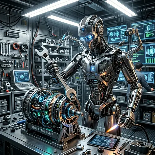 Advanced AI Robot with LED Eyes and Mechanical Details