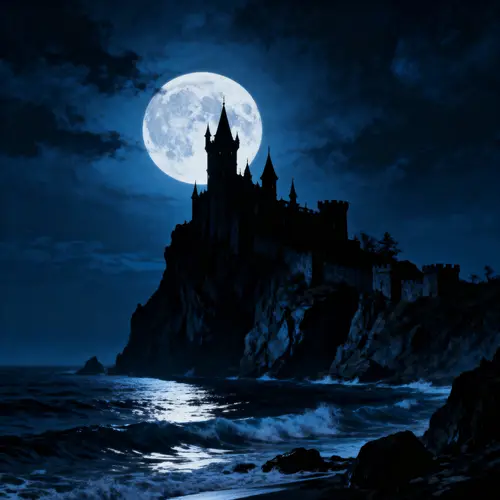 Haunting Castle Silhouette at Night