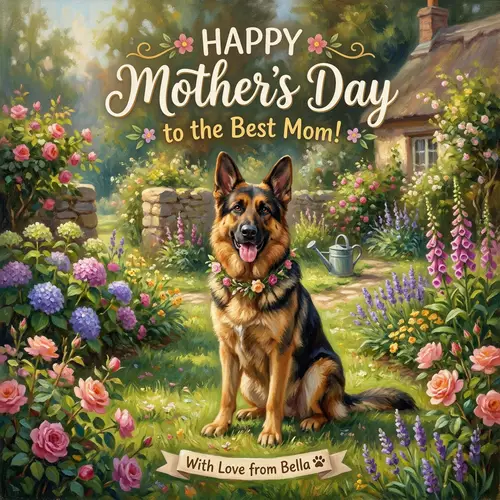 Happy Mother’s Day Card with German Shepherd