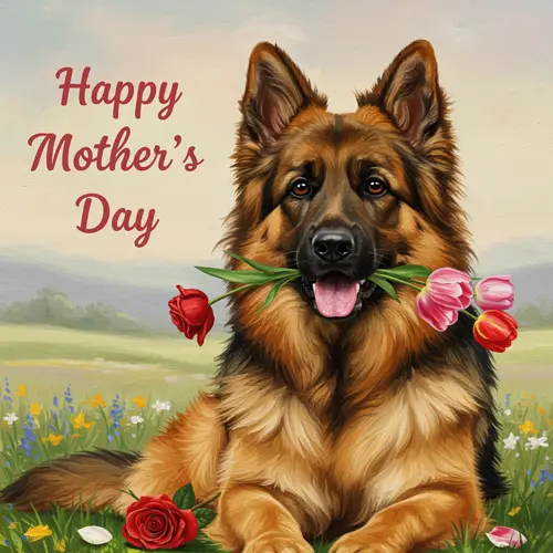 Happy Mother’s Day Card with German Shepherd