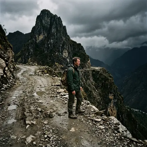 Hyper-Realistic Man Standing on Dangerous Road Artwork