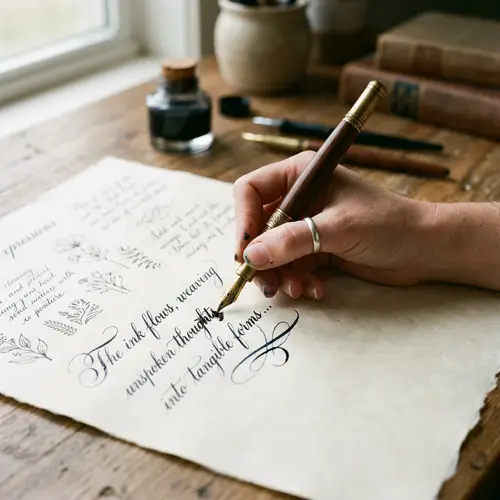 Captivating Hand Holding Fountain Pen Writing on Parchment