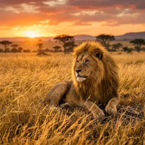 Regal Lion in African Savannah - King of the Jungle