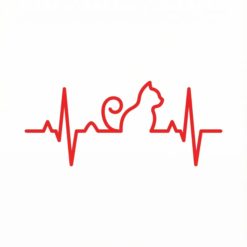 Cat-Shaped Heartbeat Wave Vector Illustration