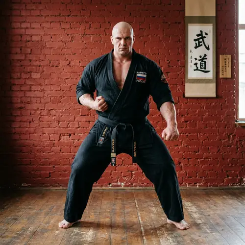 Massive Russian Fighter in Karate Uniform
