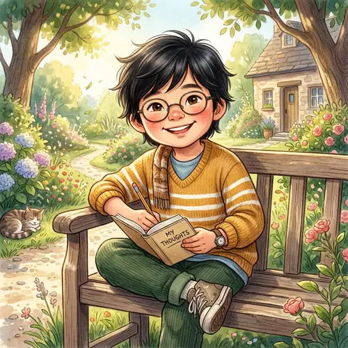 Adorable Young Boy Illustration | Asian Descent