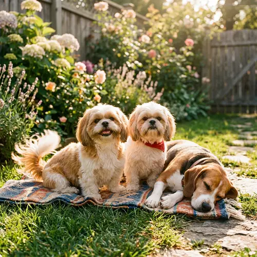 Heartwarming Scene: 2 Shih Tzus & 1 Beagle Harmony