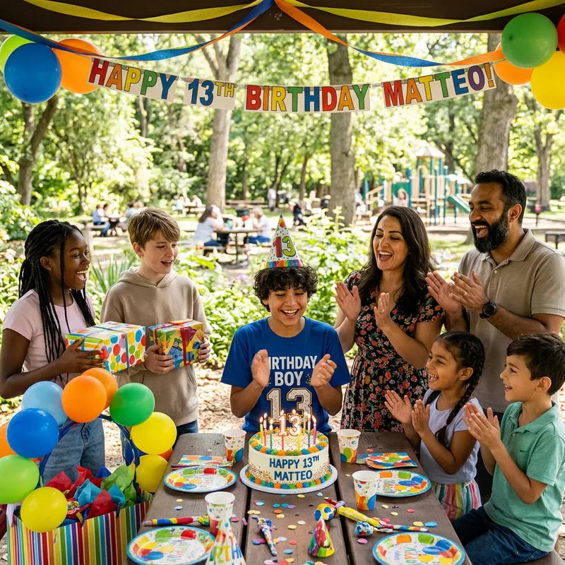 Diverse 13-Year-Old Boy Birthday Celebration