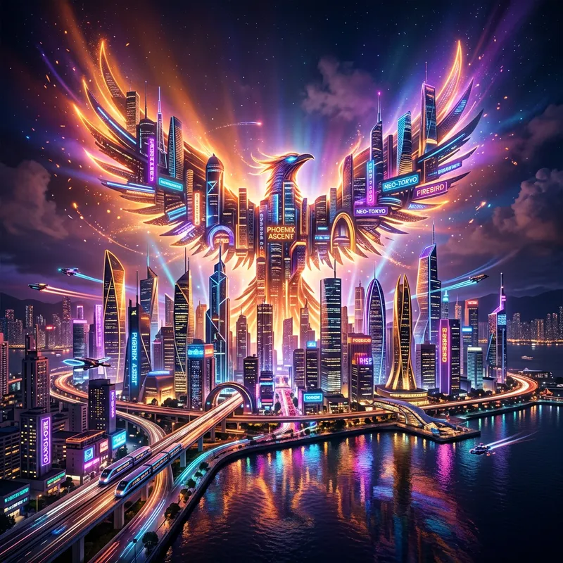 Futuristic Neon Phoenix Suns | Dynamic City Scape