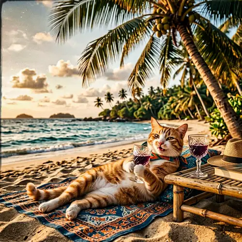 Playful Feline on Tropical Island | Fine Art Photography