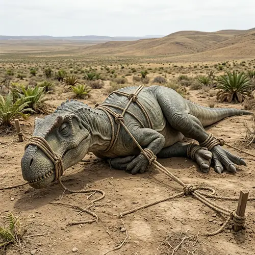 Resting Dinosaur Symbolizing Mysterious Restraint