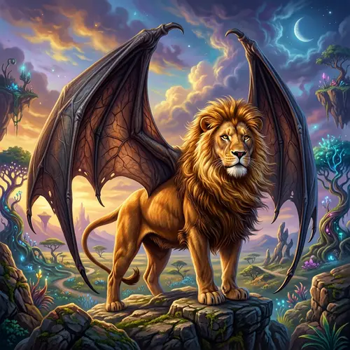 Majestic Lion with Bat Wings - Wings of Assertive Confidence