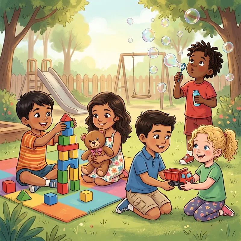 Diverse Children 0-6 Playing with Toys