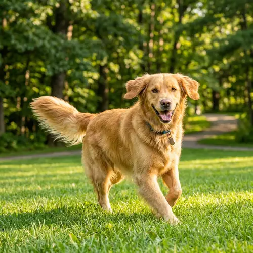 Medium-Sized Fluffy Golden Dog - Friendly and Playful