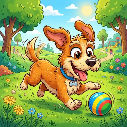 Playful Cartoon Dog: Vibrant and Fun Characters
